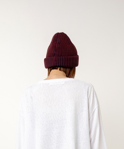 RNA（アールエヌエー）の「E5120 2カラーリブニットキャップ（ニットキャップ/ビーニー・レディース・ブラック×グレー/バーガンディー/グリーン×オレンジ・FREE）」の16枚目の写真