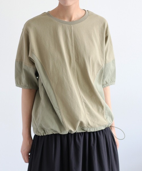 cepo（セポ）の「パフスリーブキリカエ半袖Tee（Tシャツ/カットソー・レディース・チャコール/カーキ/オフホワイト・M）」の3枚目の写真