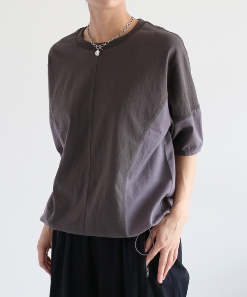 cepo（セポ）の「パフスリーブキリカエ半袖Tee（Tシャツ/カットソー・レディース・チャコール/カーキ/オフホワイト・M）」の2枚目の写真