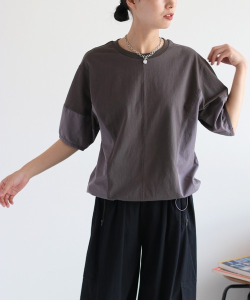 cepo（セポ）の「パフスリーブキリカエ半袖Tee（Tシャツ/カットソー・レディース・チャコール/カーキ/オフホワイト・M）」の22枚目の写真