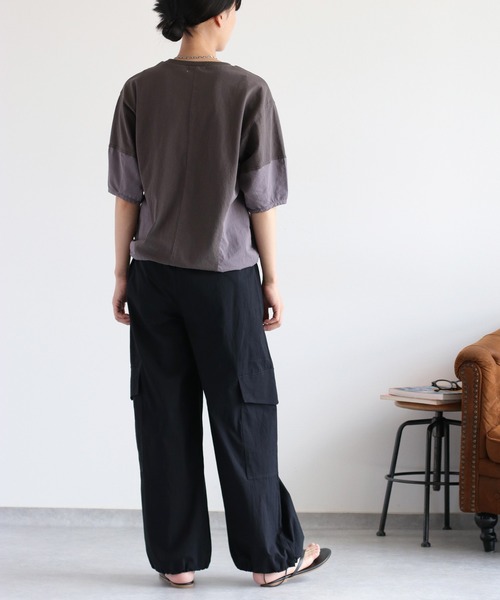 cepo（セポ）の「パフスリーブキリカエ半袖Tee（Tシャツ/カットソー・レディース・チャコール/カーキ/オフホワイト・M）」の18枚目の写真