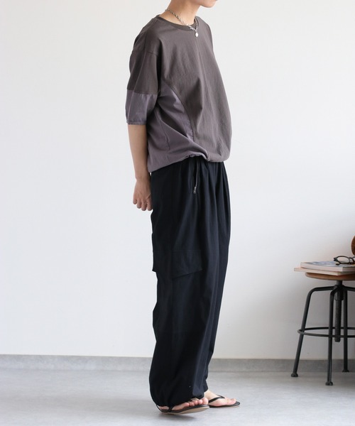 cepo（セポ）の「パフスリーブキリカエ半袖Tee（Tシャツ/カットソー・レディース・チャコール/カーキ/オフホワイト・M）」の19枚目の写真