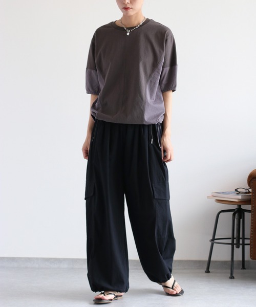 cepo（セポ）の「パフスリーブキリカエ半袖Tee（Tシャツ/カットソー・レディース・チャコール/カーキ/オフホワイト・M）」の20枚目の写真