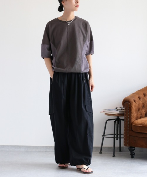 cepo（セポ）の「パフスリーブキリカエ半袖Tee（Tシャツ/カットソー・レディース・チャコール/カーキ/オフホワイト・M）」の21枚目の写真