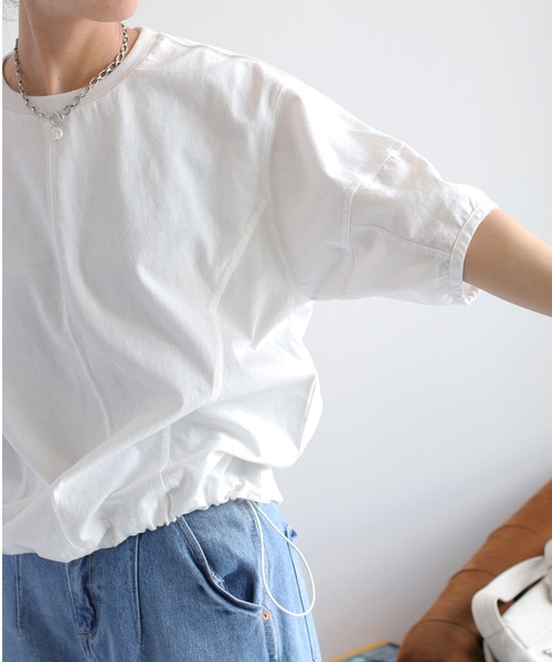 cepo（セポ）の「パフスリーブキリカエ半袖Tee（Tシャツ/カットソー・レディース・チャコール/カーキ/オフホワイト・M）」の15枚目の写真