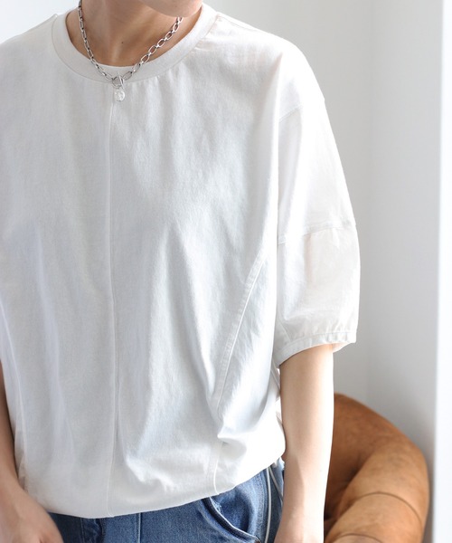 cepo（セポ）の「パフスリーブキリカエ半袖Tee（Tシャツ/カットソー・レディース・チャコール/カーキ/オフホワイト・M）」の10枚目の写真