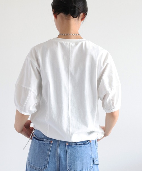 cepo（セポ）の「パフスリーブキリカエ半袖Tee（Tシャツ/カットソー・レディース・チャコール/カーキ/オフホワイト・M）」の12枚目の写真