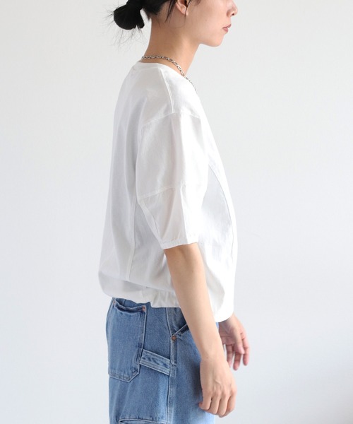 cepo（セポ）の「パフスリーブキリカエ半袖Tee（Tシャツ/カットソー・レディース・チャコール/カーキ/オフホワイト・M）」の13枚目の写真