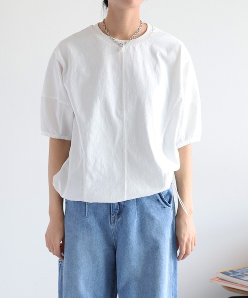 cepo（セポ）の「パフスリーブキリカエ半袖Tee（Tシャツ/カットソー・レディース・チャコール/カーキ/オフホワイト・M）」の14枚目の写真