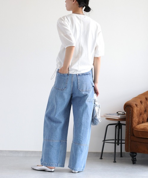 cepo（セポ）の「パフスリーブキリカエ半袖Tee（Tシャツ/カットソー・レディース・チャコール/カーキ/オフホワイト・M）」の6枚目の写真