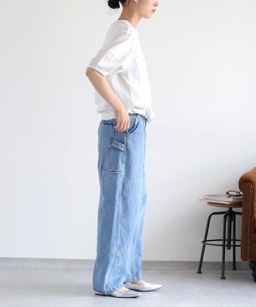 cepo（セポ）の「パフスリーブキリカエ半袖Tee（Tシャツ/カットソー・レディース・チャコール/カーキ/オフホワイト・M）」の7枚目の写真