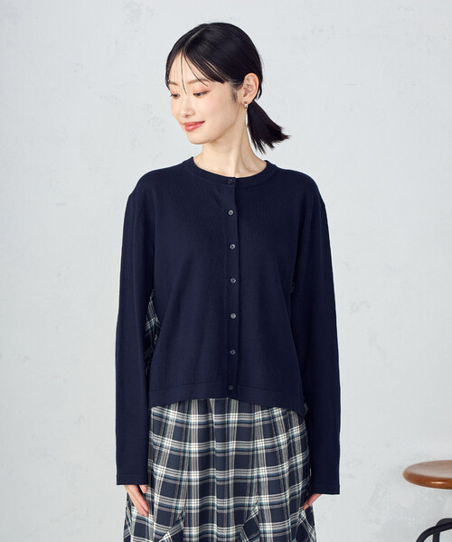 COMME CA ISM（コムサイズム）の「【セットアップ対応】ニットとタータンチェックのコンビネーションカーディガン（カーディガン/ボレロ・レディース・ブラック/ネイビー・FREE）」の16枚目の写真