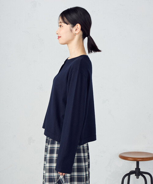COMME CA ISM（コムサイズム）の「【セットアップ対応】ニットとタータンチェックのコンビネーションカーディガン（カーディガン/ボレロ・レディース・ブラック/ネイビー・FREE）」の17枚目の写真