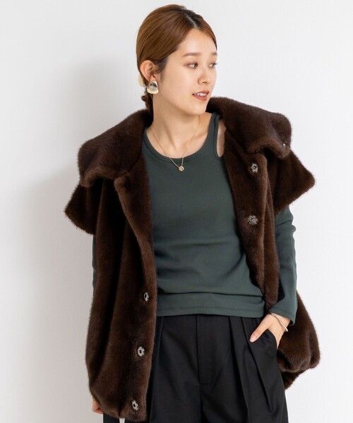 Rie Miller（リエミラー）の「ウォッシャブルリブカットアウト2WAYロンT（Tシャツ/カットソー・レディース・オフホワイト/ダークグリーン/チャコールグレー・38）」の11枚目の写真