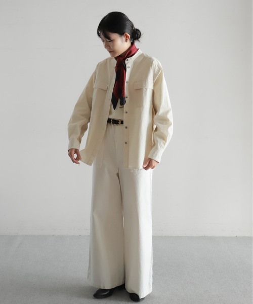 Blanc Bleu Minuit(ブランブルーミニュイ)の「馬布 ダブルポケットシャツ(シャツ/ブラウス・レディース・キナリ/カーキ・FREE)」の3枚目の写真