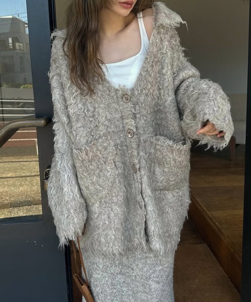 WILLFULLY（ウィルフリー）の「brushed lightly reversible knit cardigan（カーディガン/ボレロ・レディース・ナチュラル/ブラウン/チャコール/ネイビー・S/M）」の3枚目の写真