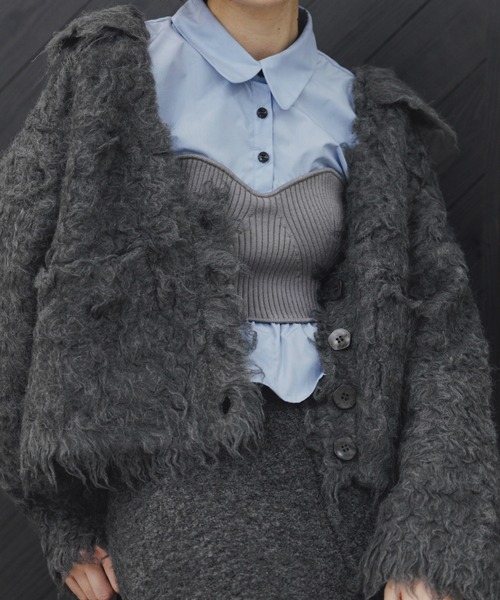 brushed lightly reversible knit cardigan