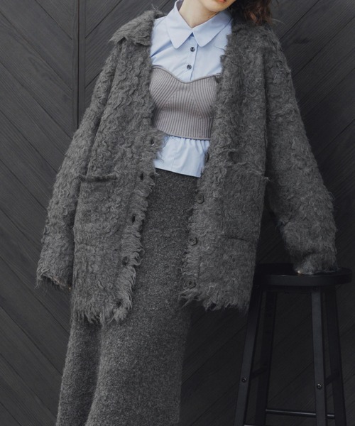 WILLFULLY（ウィルフリー）の「brushed lightly reversible knit cardigan（カーディガン/ボレロ・レディース・ナチュラル/ブラウン/チャコール/ネイビー・S/M）」の6枚目の写真