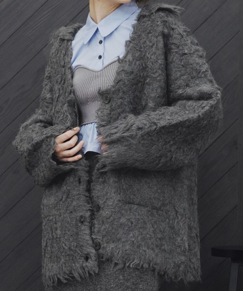 WILLFULLY（ウィルフリー）の「brushed lightly reversible knit cardigan（カーディガン/ボレロ・レディース・ナチュラル/ブラウン/チャコール/ネイビー・S/M）」の7枚目の写真