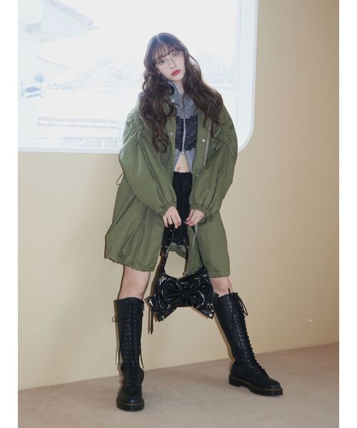 jouetie（ジュエティ）の「ギャザーリボンモッズコート（モッズコート・レディース・ブラック/カーキ/ブルー・MEDIUM）」の9枚目の写真