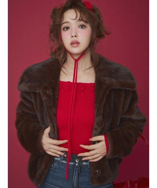 CALNAMUR（カルナムール）の「フェイクファーブルゾン（ブルゾン・レディース・ベージュ/ブラウン・FREE）」の2枚目の写真