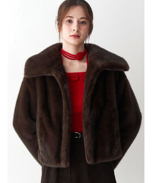 CALNAMUR（カルナムール）の「フェイクファーブルゾン（ブルゾン・レディース・ベージュ/ブラウン・FREE）」の9枚目の写真