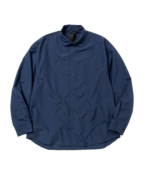 meanswhile（ミーンズワイル）の「Feather Smooth Snap SH（シャツ/ブラウス・メンズ・ネイビー/オフホワイト・3(L)/2(M)）」の2枚目の写真