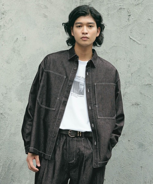 セール】【BREEZY DENIM】ステッチデニムシャツ【セットアップ対応