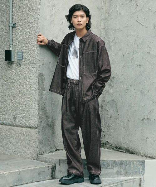 セール】【BREEZY DENIM】ステッチデニムシャツ【セットアップ対応