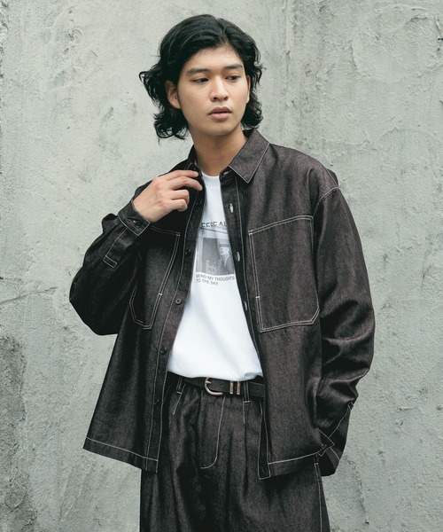 RAGEBLUE(レイジブルー)の「【BREEZY DENIM】ステッチデニムシャツ【セットアップ対応】(シャツ/ブラウス・メンズ・ブルー/ブラック・MEDIUM/LARGE)」の6枚目の写真