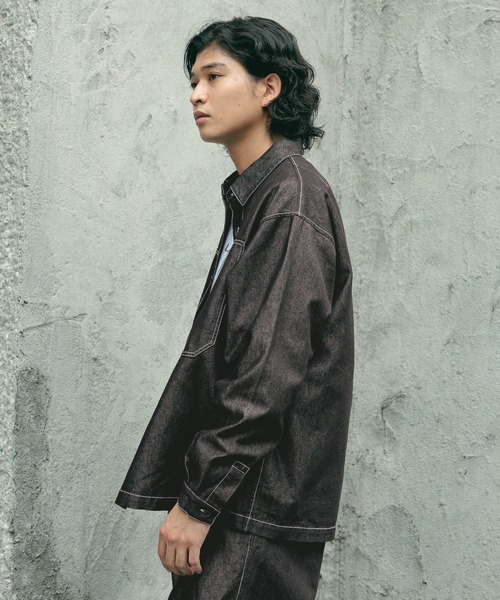 RAGEBLUE(レイジブルー)の「【BREEZY DENIM】ステッチデニムシャツ【セットアップ対応】(シャツ/ブラウス・メンズ・ブルー/ブラック・MEDIUM/LARGE)」の8枚目の写真