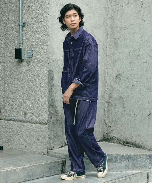 RAGEBLUE(レイジブルー)の「【BREEZY DENIM】ステッチデニムシャツ【セットアップ対応】(シャツ/ブラウス・メンズ・ブルー/ブラック・MEDIUM/LARGE)」の10枚目の写真