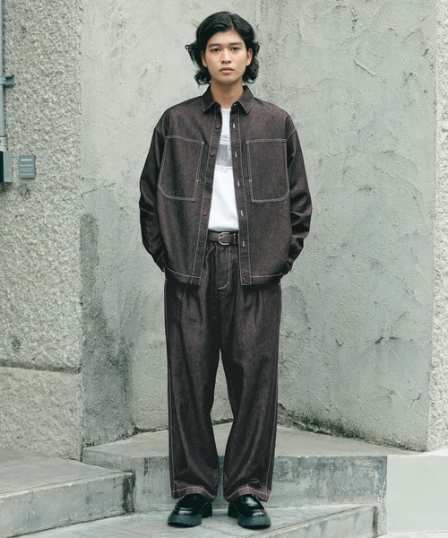 RAGEBLUE(レイジブルー)の「【BREEZY DENIM】ステッチデニムシャツ【セットアップ対応】(シャツ/ブラウス・メンズ・ブルー/ブラック・MEDIUM/LARGE)」の3枚目の写真