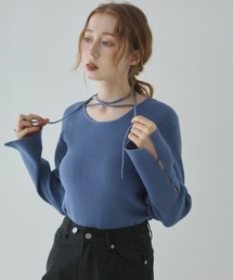 Bab（バブ）の「スリットニットトップス（Tシャツ/カットソー・レディース）」