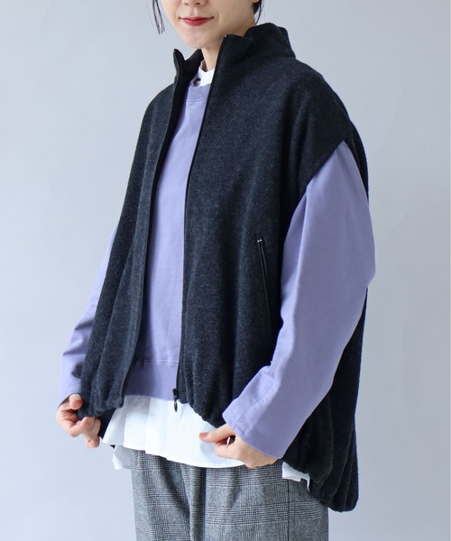 コットンウールカシミアボア コクーンベスト（その他アウター）｜yuni
