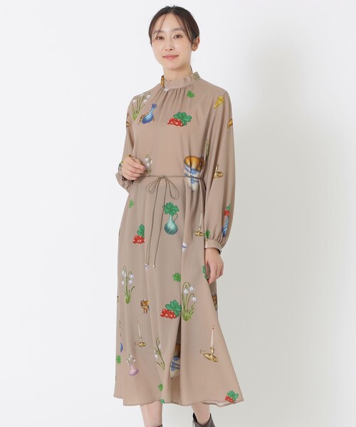 S.ESSENTIALS(エスエッセンシャルズ)の「【AIKO FUKUDAコラボ】FIKAプリントワンピース(ワンピース・レディース・ブラック/ベージュ・38/36)」の2枚目の写真