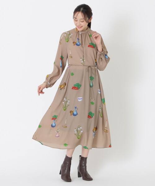 セール】【AIKO FUKUDAコラボ】FIKAプリントワンピース（ワンピース