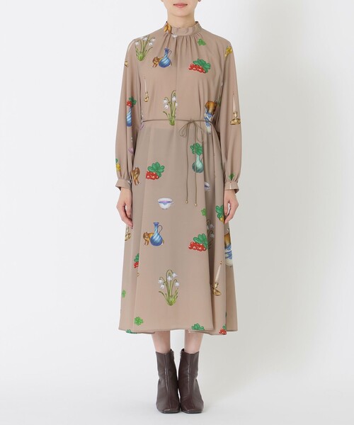 S.ESSENTIALS(エスエッセンシャルズ)の「【AIKO FUKUDAコラボ】FIKAプリントワンピース(ワンピース・レディース・ブラック/ベージュ・38/36)」の6枚目の写真