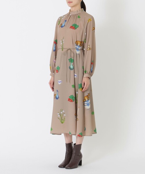 S.ESSENTIALS(エスエッセンシャルズ)の「【AIKO FUKUDAコラボ】FIKAプリントワンピース(ワンピース・レディース・ブラック/ベージュ・38/36)」の7枚目の写真