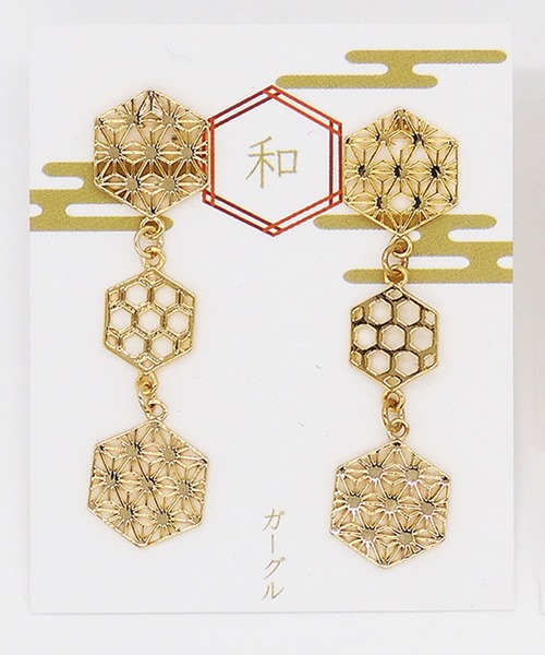 gargle(ガーグル)の「gargle ガーグル:JAPANシリーズ 和柄透かし ピアス(ピアス(両耳用)・レディース・ゴールド/シルバー・FREE)」の6枚目の写真