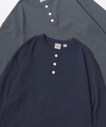 Tシャツ/カットソー（ブルー・ネイビー/青色系・ヘンリーネック