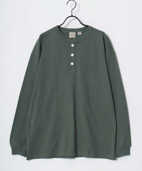 Goodwear（グッドウェア）の「Goodwear/グッドウェア USAコットン 無地 ヘンリーネック ロングスリーブTシャツ/ロンT/レディース メンズ（Tシャツ/カットソー・メンズ・グレー/ネイビー/ホワイト/カーキ/ブラック/グレイッシュブルー・M/L/XL）」の16枚目の写真