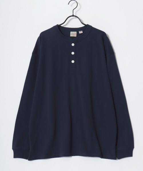 Goodwear（グッドウェア）の「Goodwear/グッドウェア USAコットン 無地 ヘンリーネック ロングスリーブTシャツ/ロンT/レディース メンズ（Tシャツ/カットソー・メンズ・グレー/ネイビー/ホワイト/カーキ/ブラック/グレイッシュブルー・M/L/XL）」の17枚目の写真