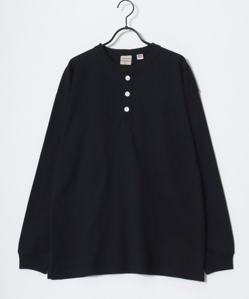 Goodwear（グッドウェア）の「Goodwear/グッドウェア USAコットン 無地 ヘンリーネック ロングスリーブTシャツ/ロンT/レディース メンズ（Tシャツ/カットソー・メンズ・グレー/ネイビー/ホワイト/カーキ/ブラック/グレイッシュブルー・M/L/XL）」の14枚目の写真