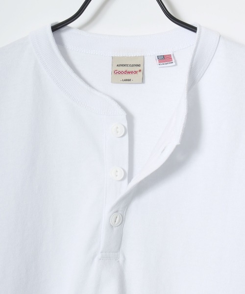 Goodwear（グッドウェア）の「Goodwear/グッドウェア USAコットン 無地 ヘンリーネック ロングスリーブTシャツ/ロンT/レディース メンズ（Tシャツ/カットソー・メンズ・グレー/ネイビー/ホワイト/カーキ/ブラック/グレイッシュブルー・M/L/XL）」の21枚目の写真