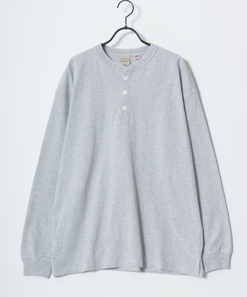 Goodwear（グッドウェア）の「Goodwear/グッドウェア USAコットン 無地 ヘンリーネック ロングスリーブTシャツ/ロンT/レディース メンズ（Tシャツ/カットソー・メンズ・グレー/ネイビー/ホワイト/カーキ/ブラック/グレイッシュブルー・M/L/XL）」の15枚目の写真