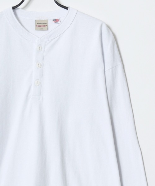 Goodwear（グッドウェア）の「Goodwear/グッドウェア USAコットン 無地 ヘンリーネック ロングスリーブTシャツ/ロンT/レディース メンズ（Tシャツ/カットソー・メンズ・グレー/ネイビー/ホワイト/カーキ/ブラック/グレイッシュブルー・M/L/XL）」の7枚目の写真