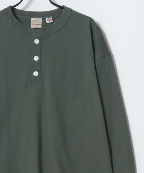 Goodwear（グッドウェア）の「Goodwear/グッドウェア USAコットン 無地 ヘンリーネック ロングスリーブTシャツ/ロンT/レディース メンズ（Tシャツ/カットソー・メンズ・グレー/ネイビー/ホワイト/カーキ/ブラック/グレイッシュブルー・M/L/XL）」の10枚目の写真