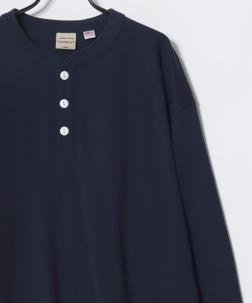 Goodwear（グッドウェア）の「Goodwear/グッドウェア USAコットン 無地 ヘンリーネック ロングスリーブTシャツ/ロンT/レディース メンズ（Tシャツ/カットソー・メンズ・グレー/ネイビー/ホワイト/カーキ/ブラック/グレイッシュブルー・M/L/XL）」の11枚目の写真