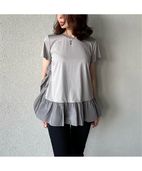 DOUBLE STANDARD CLOTHING(ダブルスタンダードクロージング)の「フリルデザインカットソー(WEB限定)(Tシャツ/カットソー・レディース・カーキ/チャコールグレー・FREE)」の15枚目の写真